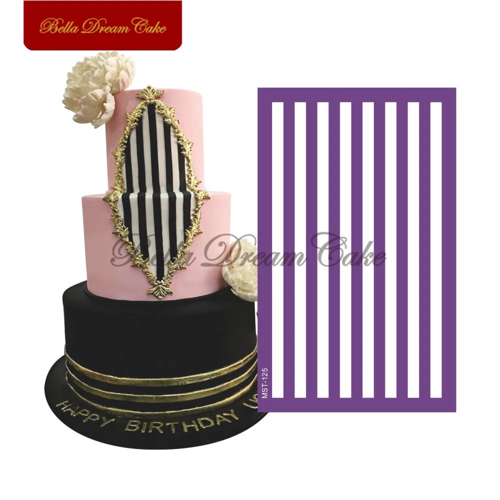 Classical Stripe Cake Stencil Fondant Sugarcraft Wedding Cake Mold