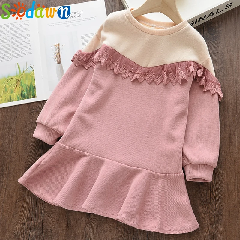 Sodawn/; одежда для маленьких девочек; розовое платье; Одежда для маленьких девочек; праздничное платье принцессы; Детские платья с длинными рукавами для девочек