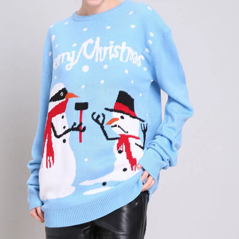 

Santa Sweater Women Snow Cartoon Plus Size Christmas Sweaters Fashion 2019 Woman Computer Knitted Casual Pullovers