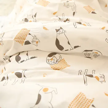 

Cartoon cotton cloth cat home quilt set bed curtain cotton fabric