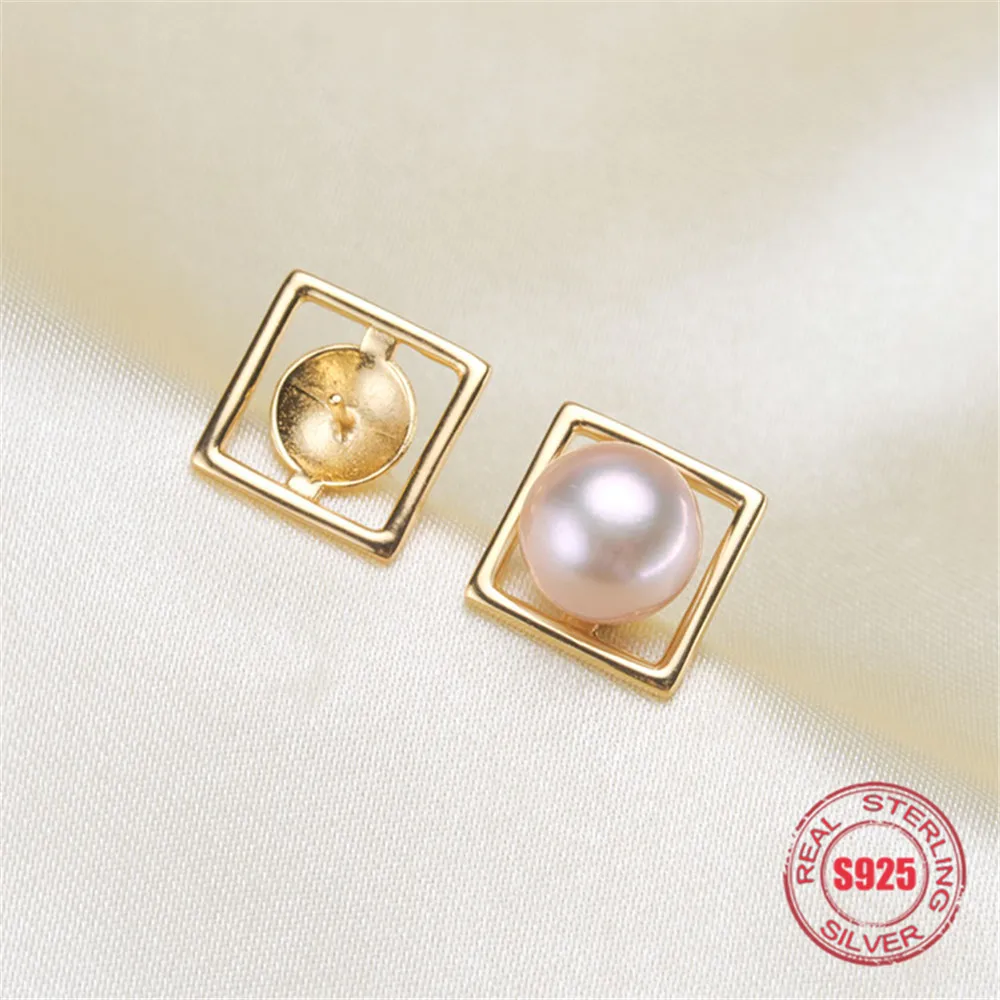 

Classic Pearl Earrings Mounting S925 Sterling Silver Earrings Hooks Dangle Fittings Handmade Craft Accessory