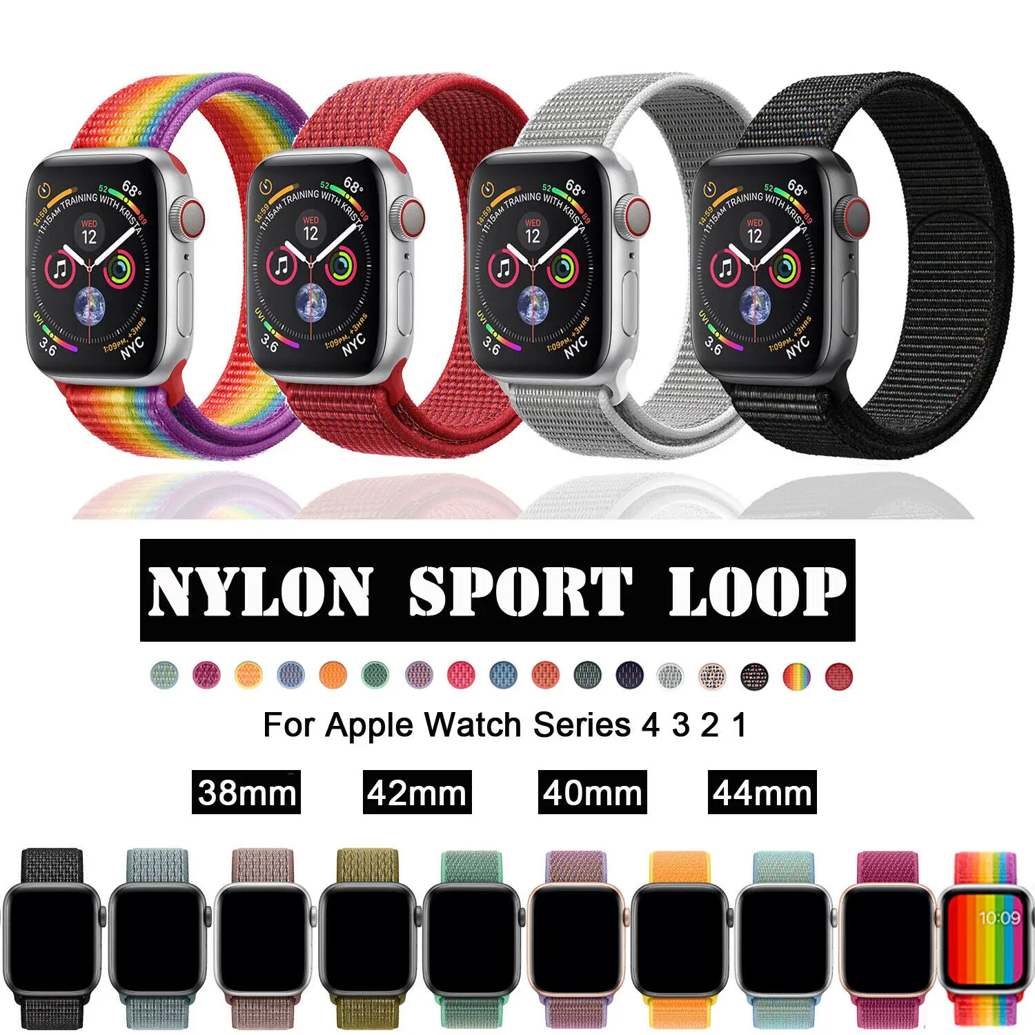 

Woven Nylon Band for Apple Watch Sport Loop iWatch Series 4 3 2 1 38mm 40mm 42mm 44mm