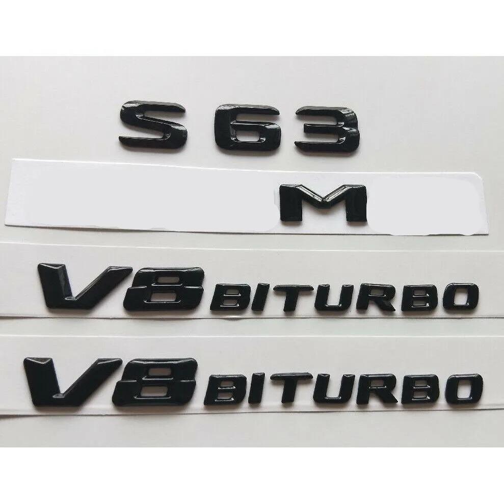 Глянцевые черные 3D буквы для S63 AMG V8 BITURBO эмблемы Mercedes W221 W222 | Автомобили и