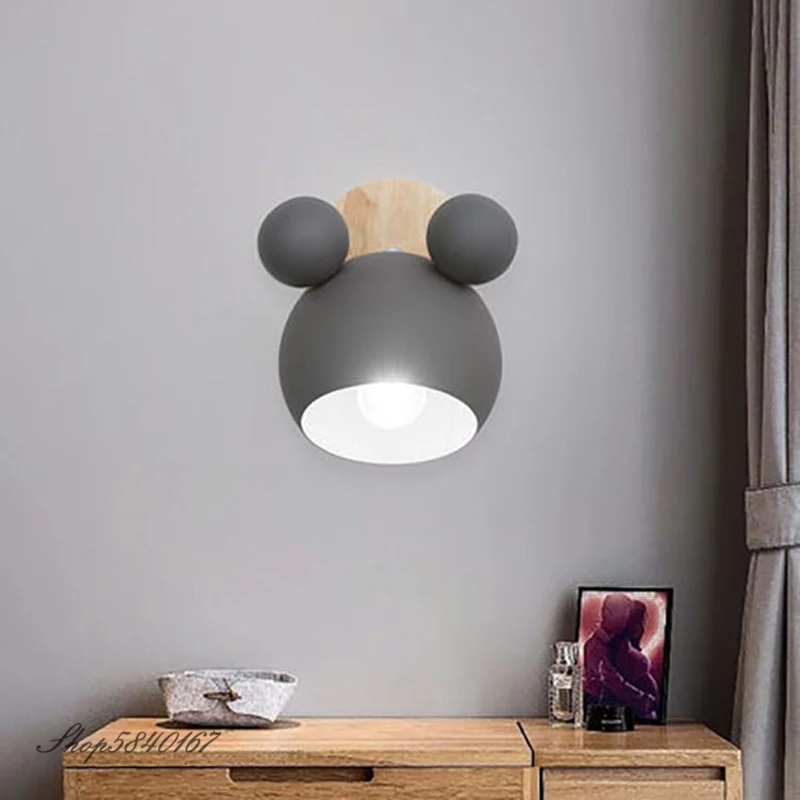 Nordic Wall Lamp Aluminum Mickey Sconce for Children Bedroom lights Modern Indoor Wall Light Fixtures E27 Creative Luminaire led wall lamp,wall sconces light,wall lamp