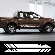 2Pcs Door Side Skirt Stripes  Car Stickers For Nissan Navara NP300 OFF ROAD Mountain Styling Vinyl Auto Body Accessories Decals