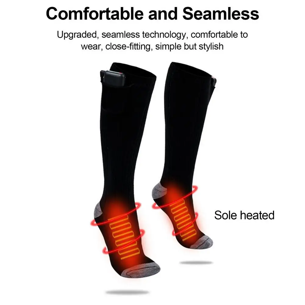 3 Speeds Temperature Settings Ski Heated Socks Unisex Carbon Fiber Heating Socks Battery Powered Comfortable Calf Thermal-socks