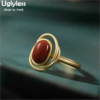 

Uglyless Irregular Hollow Rings for Women Oval Agate Studs Earrings Gemstones Rings Real 925 Sterling Silver Jewelry Sets R790