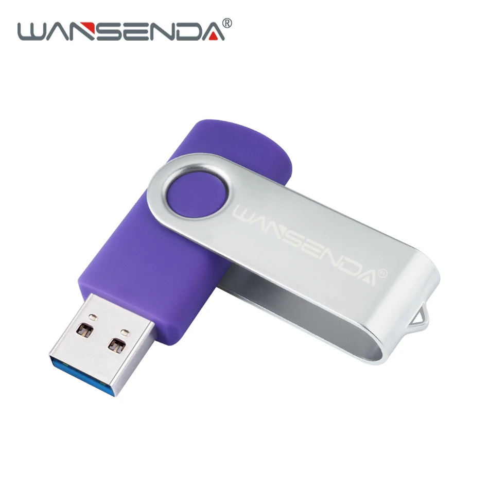 WANSENDA USB флеш-накопитель, Вращающаяся ручка, 32 ГБ, 64 ГБ, Usb флешка 3,0, 16 ГБ, 128 ГБ, 256 ГБ, флешка, флеш-карта памяти для планшетных ПК - Цвет: Фиолетовый