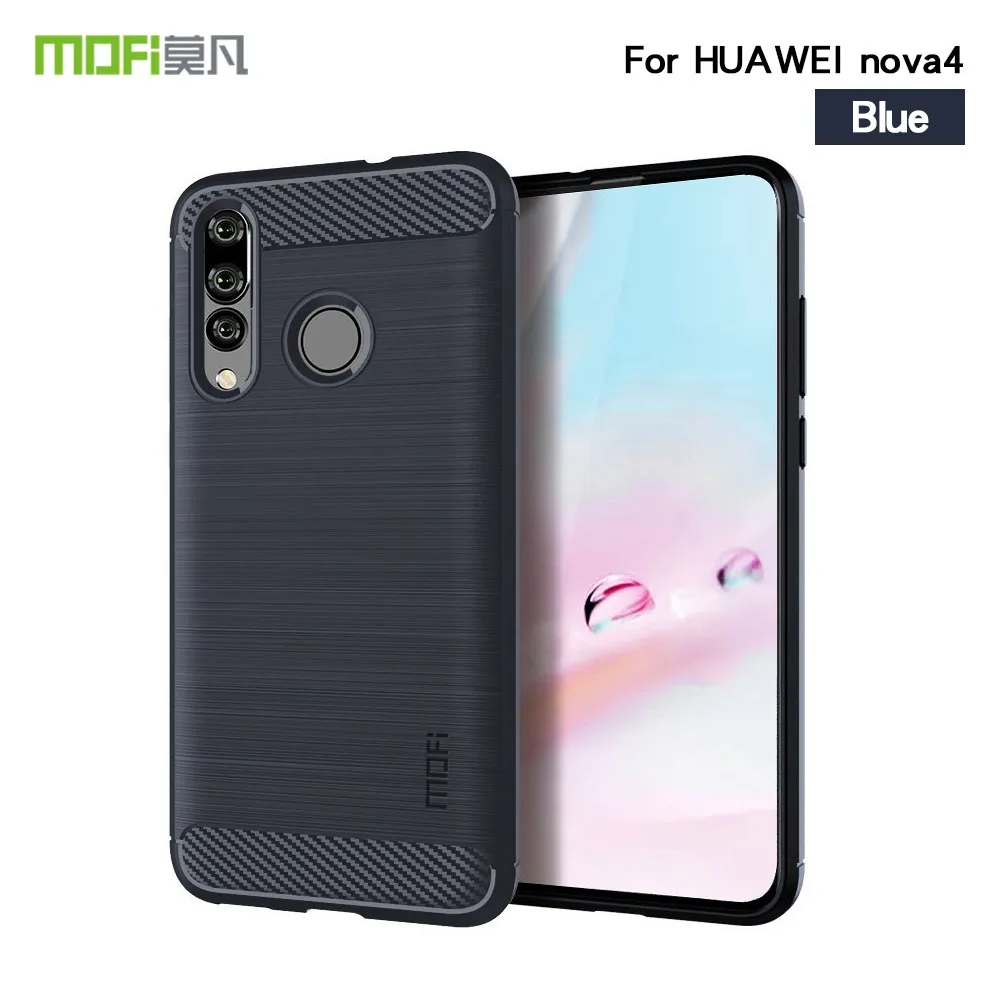 Синий Роскошный чехол для телефона Mofi Для huawei Nova 4, силиконовый чехол для huawei mate 20 X, защитный чехол для huawei Nova4, задняя крышка - Цвет: Синий