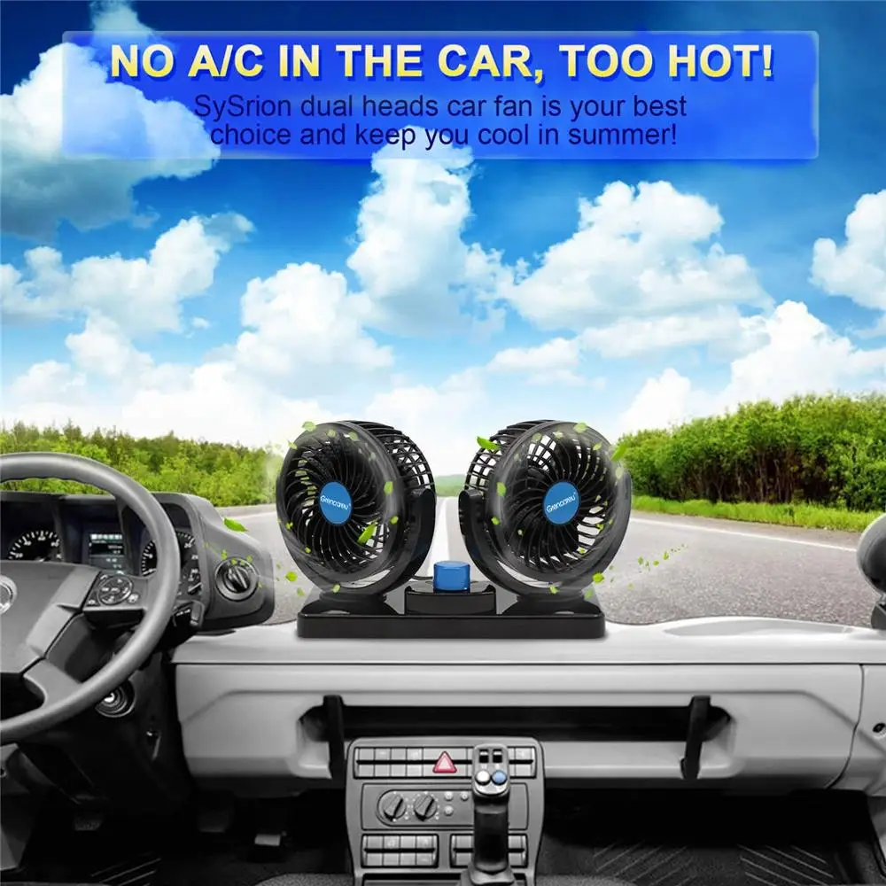 360 Вращающийся Бесплатный регулировочный автомобильный вентилятор для вентиляции приборной панели Электрический автомобильный вентилятор летний охлаждающий циркулятор воздуха