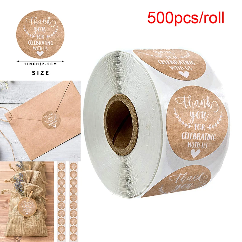 500 шт./1 рулон круглые наклейки из крафт бумаги|Украшения своими руками для