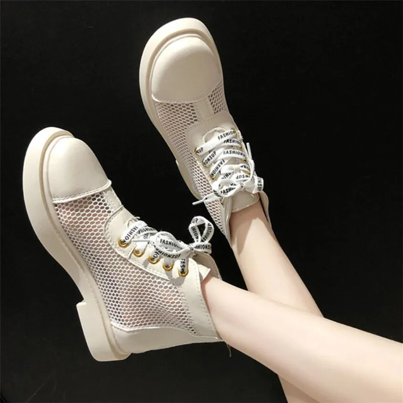 

Mhysa Fashion Martin Short Boots 2019 Autumn Winter Mesh Round Toe Lace Up Thick Casual Ankle Boots for Women botas feminina