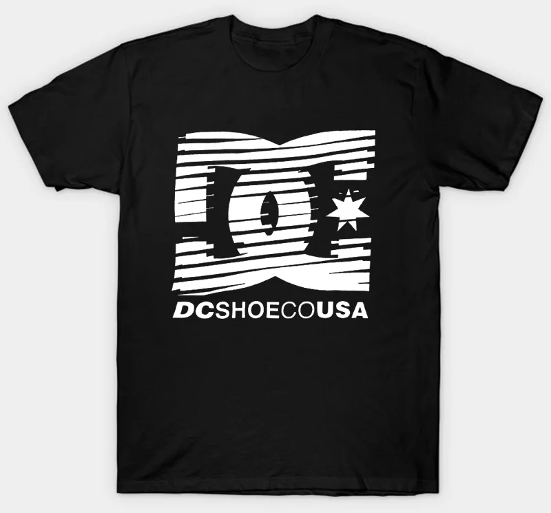DC Shoe Co USA Challenger, Мужская футболка, хлопковая Футболка с принтом, футболки с коротким рукавом, топы с круглым вырезом, футболки, Harajuku, уличная одежда - Цвет: Men Black