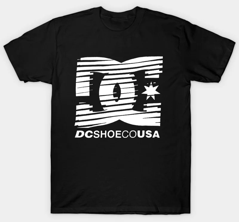 Men Black DC Shoe Co USA Challenger, Мужская футболка, хлопковая Футболка с принтом, футболки с коротким рукавом, топы с круглым вырезом, футболки, Harajuku, уличная одежда - Цвет: Men Black