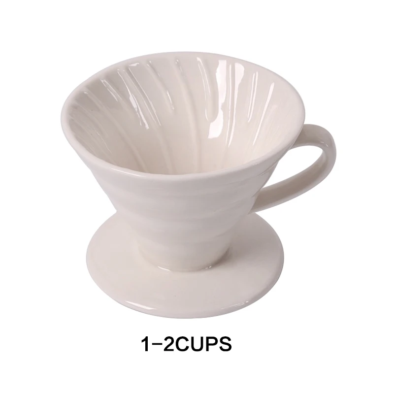 V60 стильная кофейная капельная чашка с фильтром, Перманентная наполняемая кофеварка с отдельной подставкой, керамическая кофейная капельница с двигателем - Цвет: White 1-2cup