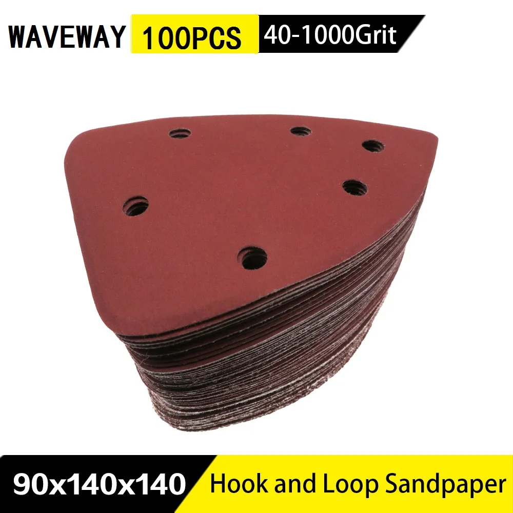 

WAVEWAY 100pcs Self-adhesive Sandpaper Triangle 6 holes SanderHook Loop Sandpaper Disc Abrasive Tools For Polishing Grit 40-1000