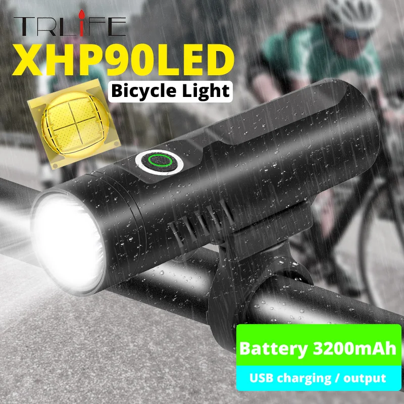 Most Powerful 3200mAh XHP90 mini Flashlight For Bicycle Light XHP50 Torch USB Rechargeable Battery Cycling as power bank | Освещение
