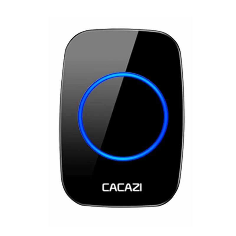 CACAZI беспроводной без батареи требуется дверной звонок с автономным питанием передатчик Умный домашний звонок кольцо колокольчик США ЕС Великобритания AU Plug приемник - Цвет: black receiver