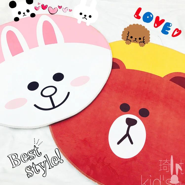 Эксклюзивный тепловой взрыв Южная Корея linefriend коричневый медведь ni кролик мультфильм круг Противоскользящий домашний коврик