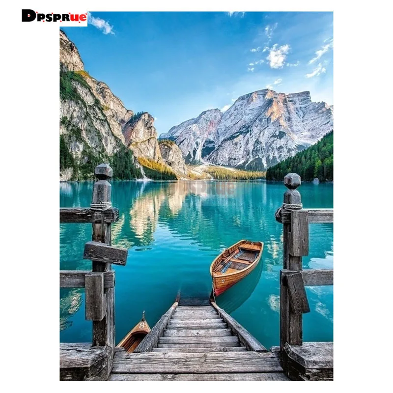 Dpsprue Full Square/Round Diamond Painting Cross Stitch 3D Embroidery Lake DIY 5D Moasic Home Decor Gift S022 | Дом и сад