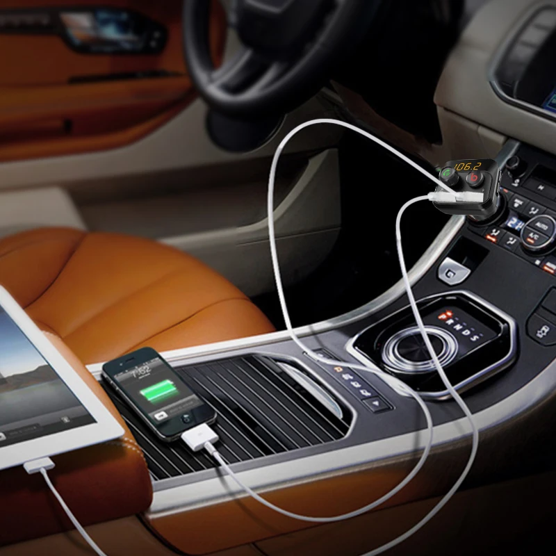 VicTsing FM передатчик BT 5,0 модифицированный бас автомобильный Bluetooth комплект Автомобильный MP3-плеер двойной USB зарядное устройство Поддержка TF карта Радио адаптер