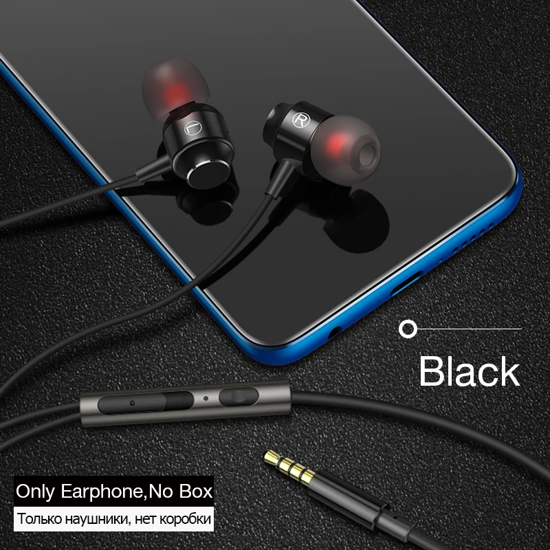 MADATA Bass Sound наушники-вкладыши спортивные наушники с микрофоном для xiaomi iPhone samsung гарнитура fone de ouvido auriculares MP3 - Цвет: Black For Earphone