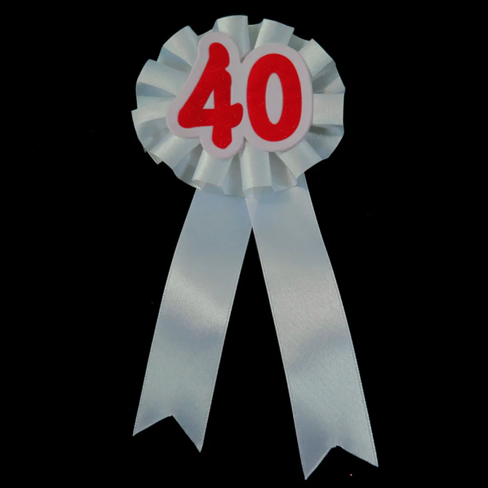 Whiteribbonred40 Белая лента значок на день рождения 21 30 40 50 брошь на день рождения принцесса розовая ткань Блестящий Синий Розовый Девушки пользу для взрослых женщин - Цвет: Whiteribbonred40