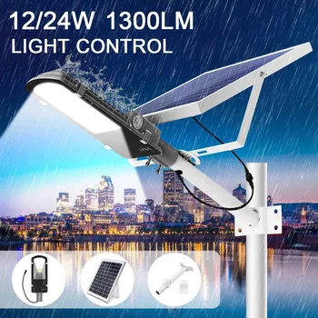 

24W LED Solar Panel Street Light Outdoor COB Light-controlled Sensor Road Light Waterproof IP65 Garden Yard Wall Lamp