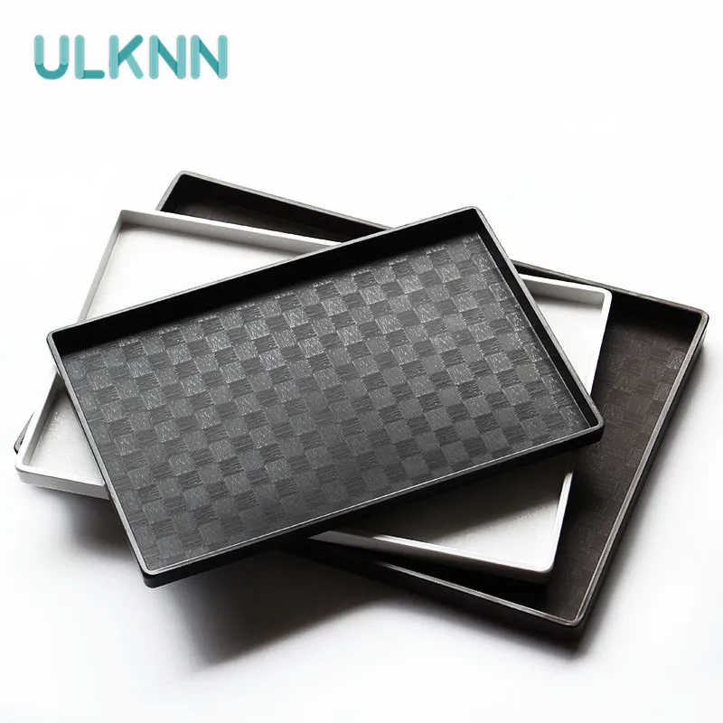 

Plastic Fast Food Tray Restaurant Serving Trays Mosaic Kitchen Bar Dinnerware European Hotel Thickening Plate Black and White