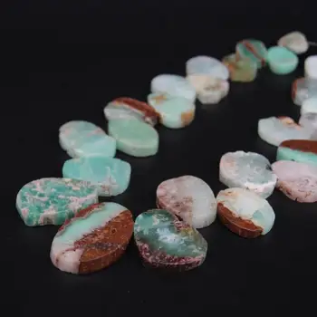 

Natural 14-28x23-37mm Chrysoprase Top Drilled Freeform Slab Nugget Loose Beads 15"