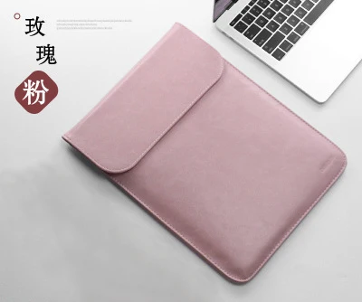 Женский мужской тонкий PU кожаный 11 12 14 15 рукав сумка для ноутбука 15,6 Для Macbook Air 13 чехол для Xiaomi samsung lenovo чехол - Цвет: PU pink