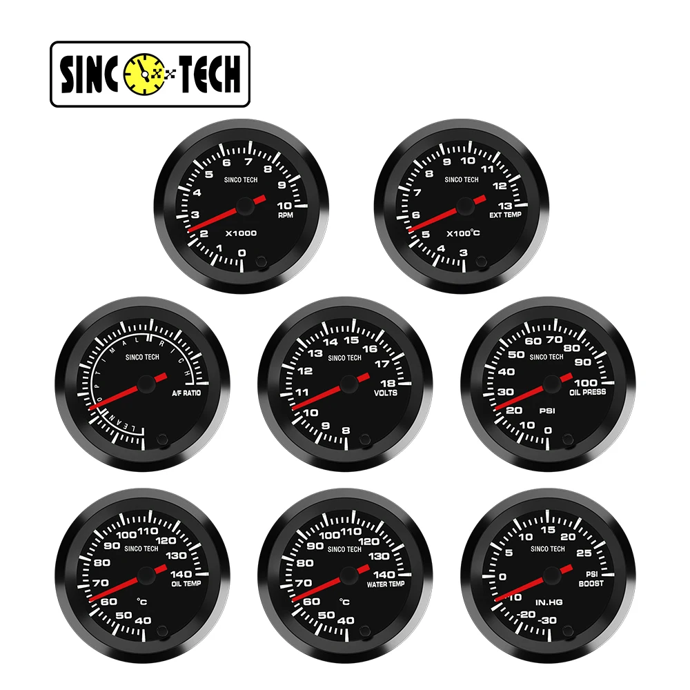Do637 52Mm Temperatura Acqua Olio Temp Oil Press Voltmetro Vacuum Boost Gauge Rapporto Carburante Aria Egt Gauge Con Sensore Adatto Per Auto 12V