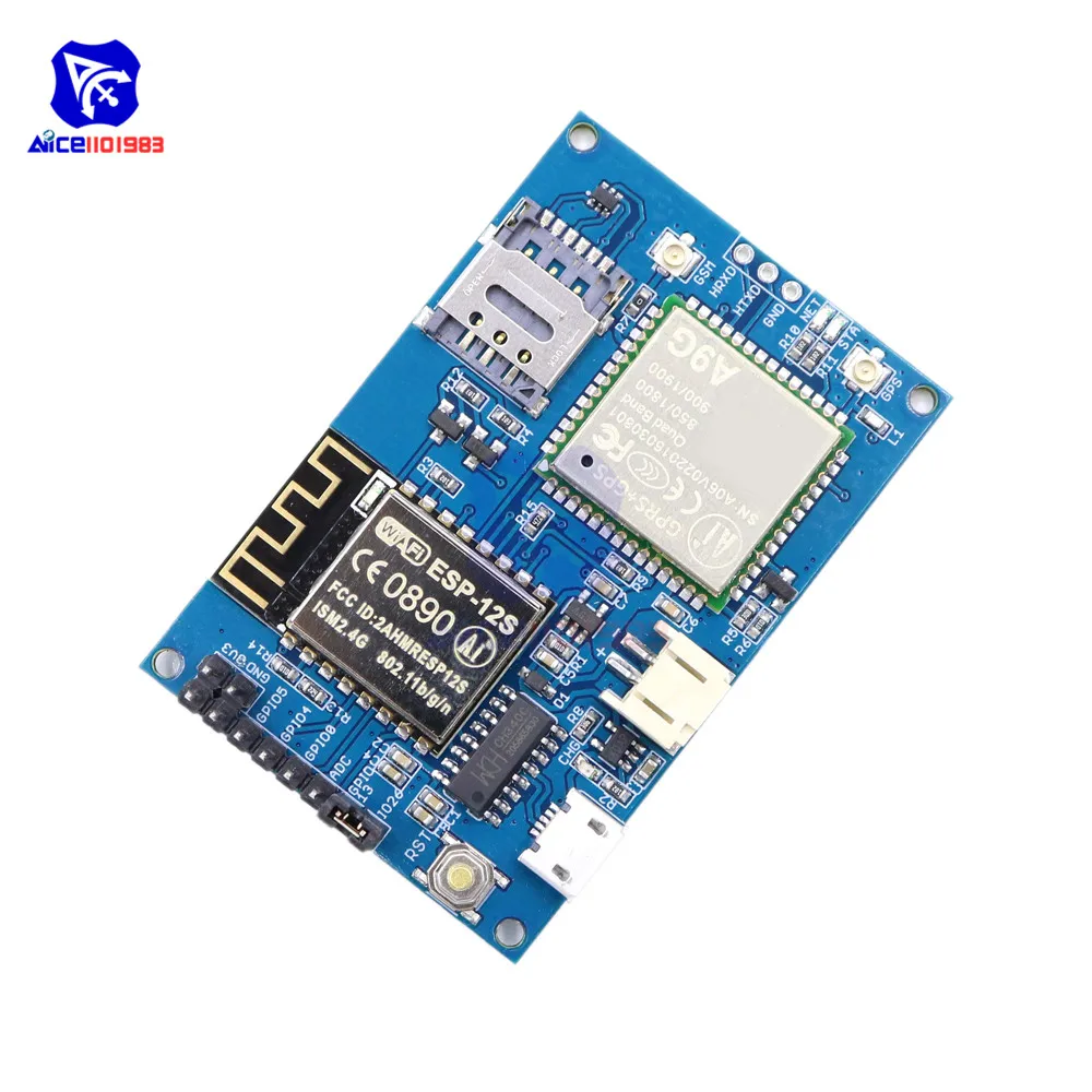 Diymore ESP8266 ESP-12S CH340 A9G GSM GPRS+ gps IOT Node V1.0 модуль сотовой связи макетная плата двойной IPEX антенна для Arduino