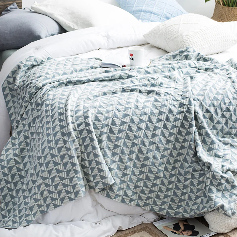 Green Forest Rueijing 32 Combed Cotton Knitted Blanket Photography Blanket bian zhi tan Bed Nap Blanket
