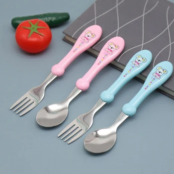 

Children's Cartoon Koala Stainless Fork Spoon Baby Girl Boy Learn To Eat Training Spoon Toddler Infant Feeding Cutlery 2020.