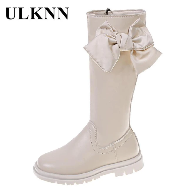 Botas de goma blancas para niña, zapatos con lazo, zapatos de tacón bajo punta redonda, impermeables para la invierno, 2023 _ - AliExpress Mobile