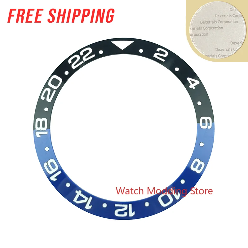 24 Hours 38mm Half Black&ampBlue White Printing Style Ceramic Bezel Insert For 40mm GMT MASTER Watch Replace Accessories | Наручные часы