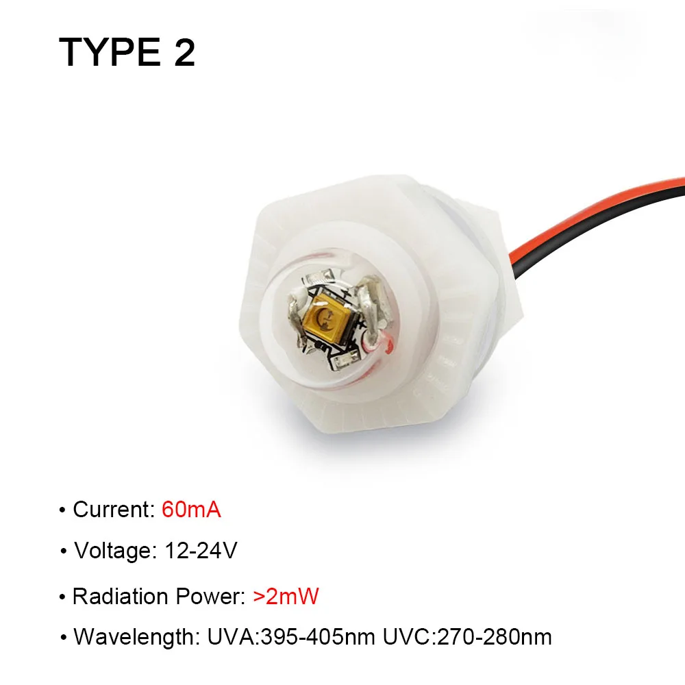 thumbnail image 1 of Esterilizador UV LED para purificación de agua, desinfección de superficies, módulo LED UVC de 280 nm, 395 nm, 12 V y 24 V, luces ultravioleta profundas, 1 of 5