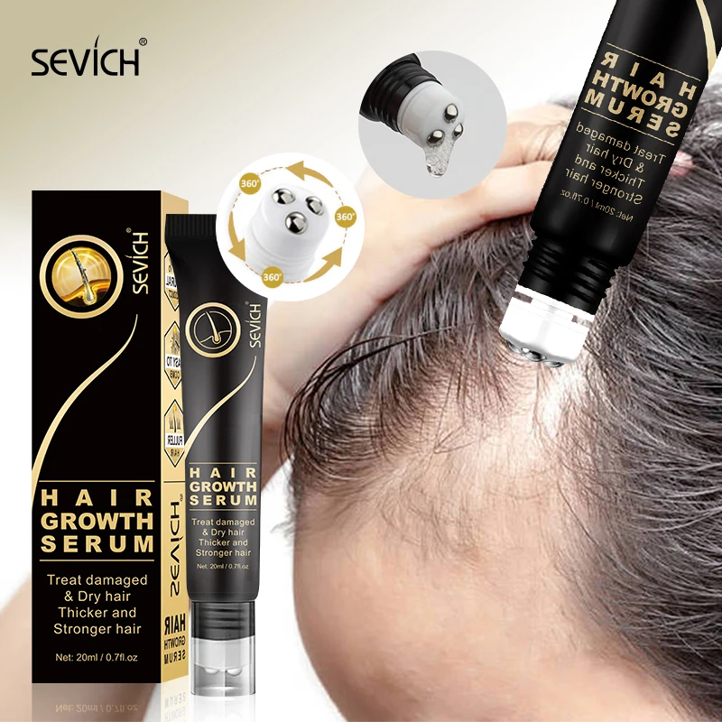 Sevich Herbal Fast Hair Growth Oil With Massage Roller 20ml Hair Loss Treatment Ginger Extract Growing Serum Hair Loss Products