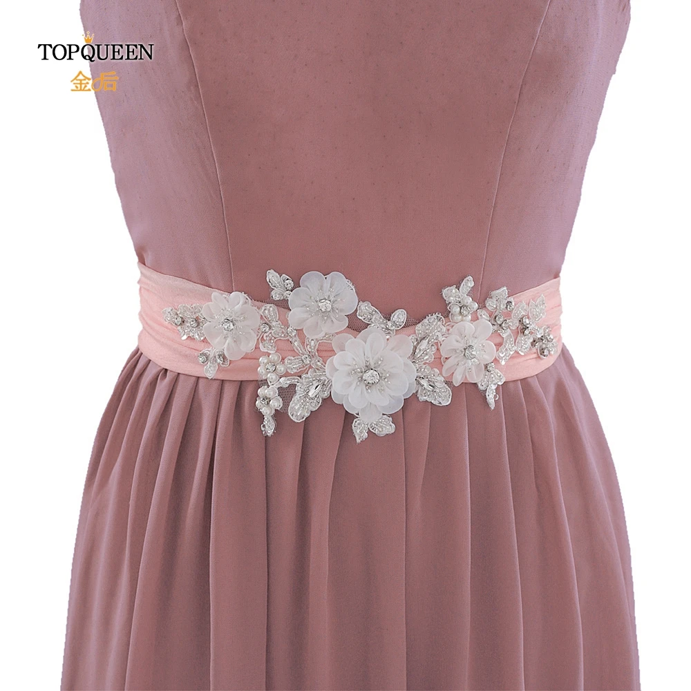 TOPQUEEN S358 пояс невесты для свадебного платья белый жемчужный пояс для девочек платья цветок пояс для подружки невесты горный хрусталь пояс-кушак