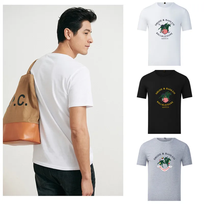 

Summer Men's Short-sleeved T-shirt BAOLUO Printed Round Neck Solid Color Casual Men's Tops With Loose Breathable Fashion Wild