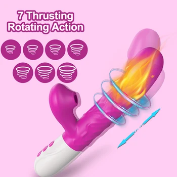 Sucking Dildo Thrusting Vibrator with Female Masturbation Clit Sucker Clitoris Vacuum Stimulator Adult Goods Sex Toys for Women 4