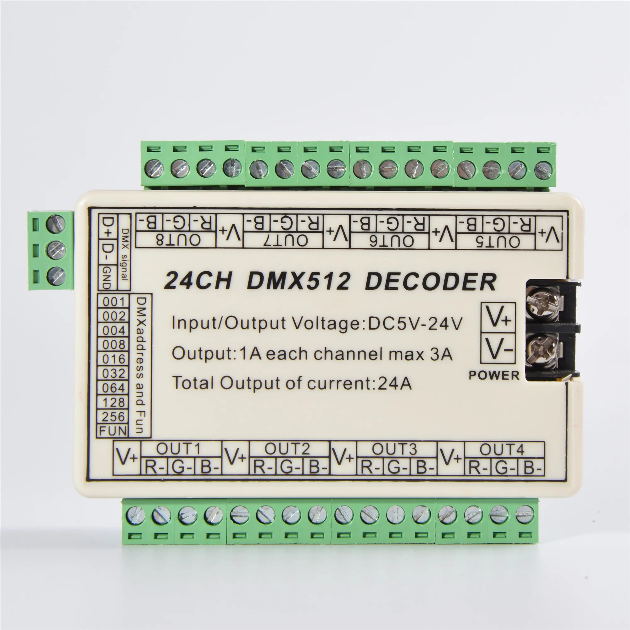 Легко 24CH dmx512 Декодер контроллер 24 канала dmx привод DC5V-24V RGB полосы Узел WS-DMX-24CH