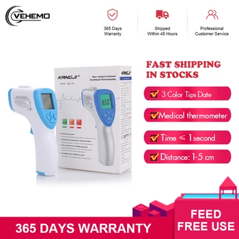 

VEHEMO LCD Tri-color Backlight Adult Digital Infrared Forehead Body Thermometer Gun Non-contact Temperature Measurement Sensor