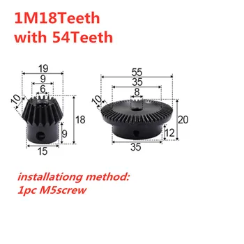 

1: 3 bevel gear 1 modulus 18 teeth, with 54 teeth inner hole 6mm with 8mm 90 degree drive reverse steel gear steel gear