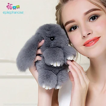 

Real Fur 15Cm Plush Rabbit Stuffed Doll Toys Girls Bag Pendant Decor Key Pendant Baby Toys For Children Gift Christmas Decor