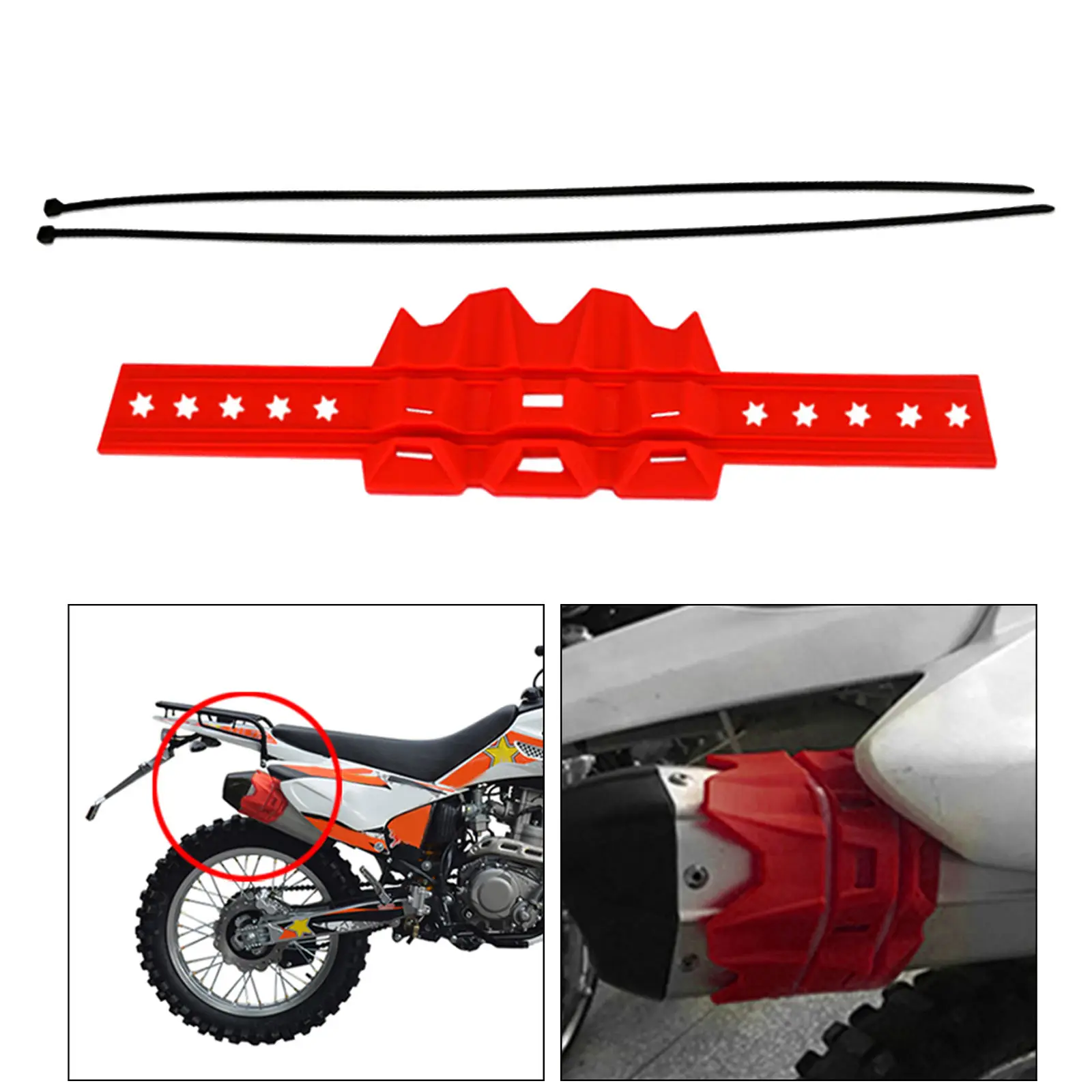 Exhaust Muffler Tailpipe Cover Guard Protector Universal For Dirt Bike Motorcross, Red Exhaust