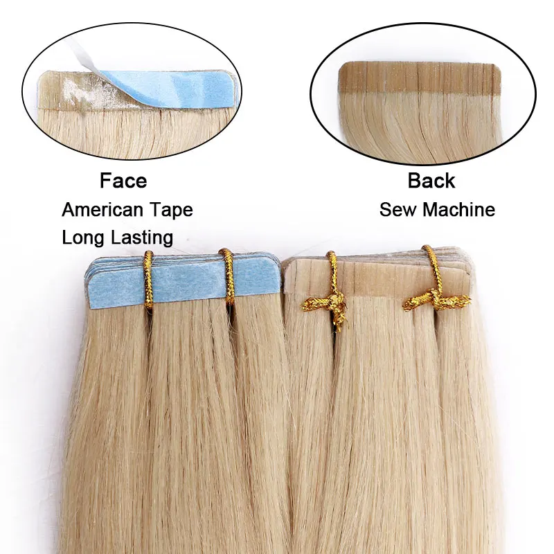 SEGO 14"-24" 3g/pc 100% Real Human Hair Band Extensions Adhesive Seamless Non-Remy Skin Weft Tape in Hair Extension 20pcs