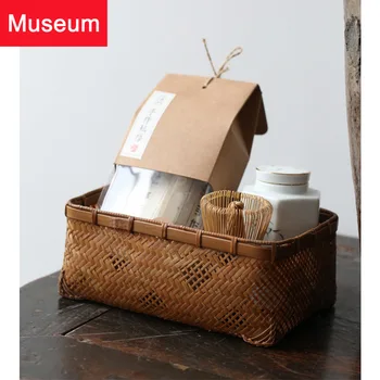 

Bamboo Weaving Baskets Case Tea Box Manual Accept Basket Snacks Basket Bring Cover Hollow Out Small The Gift Box Desktop Bamboo