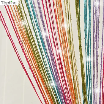 

Topfinel Multicolor String Curtains Door Shiny Tassel Line Curtains for Living Room 300x260cm Window Door Divider Drape Decor